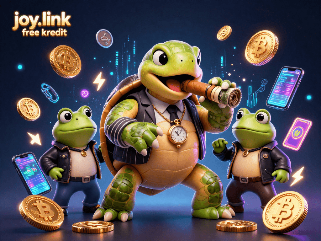 Engage with joy.link free kredit, where the snapping turtle mobster oversees a vibrant casino scene with crypto elements.