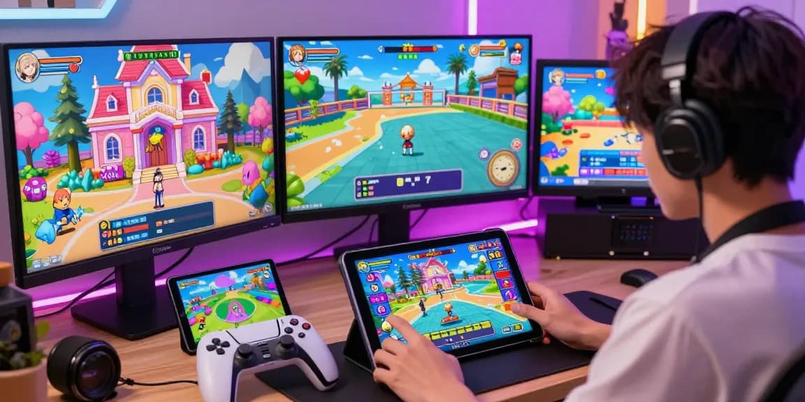Ecchi game character engaging in vibrant virtual gaming landscape.