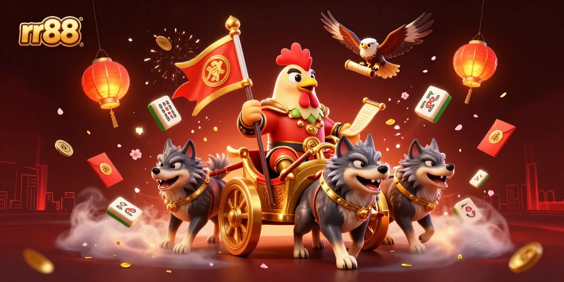 Experience thrilling gaming action with RR88's dynamic casino illustration featuring adventurous characters.
