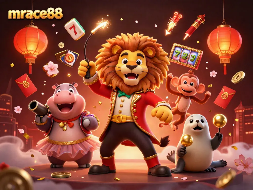 Engage with mrace88's vibrant casino adventure featuring dynamic characters and classic game elements.