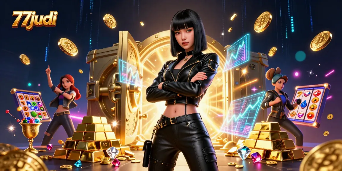 Experience thrilling gameplay at 77judi with vibrant slots and dynamic casino elements in a rich, vibrant scene.
