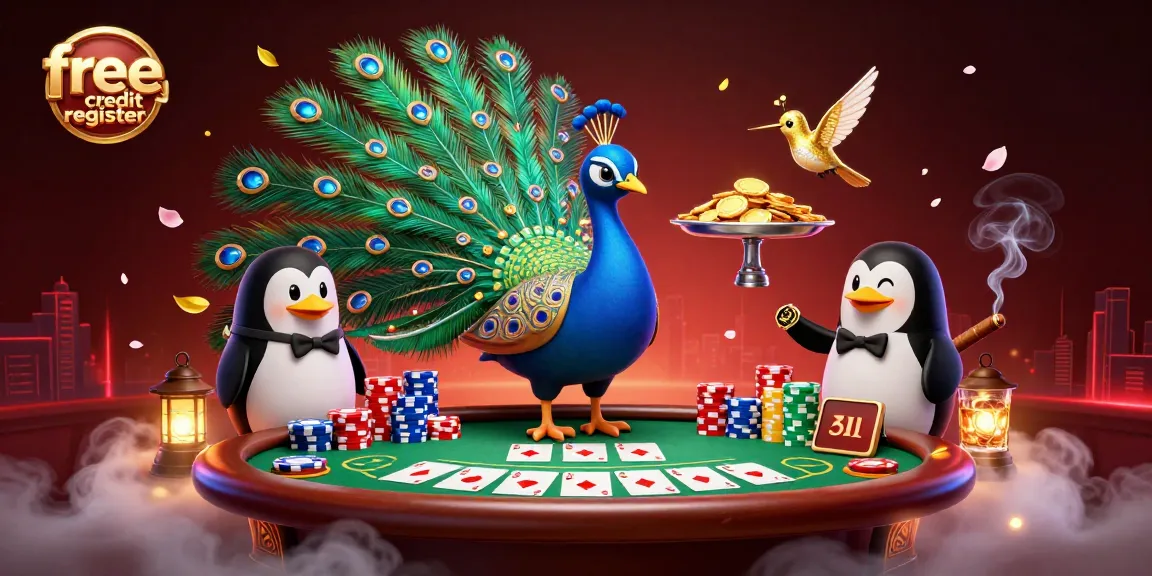 Experience the excitement of free credit register bonuses with a vibrant 3D casino scene.