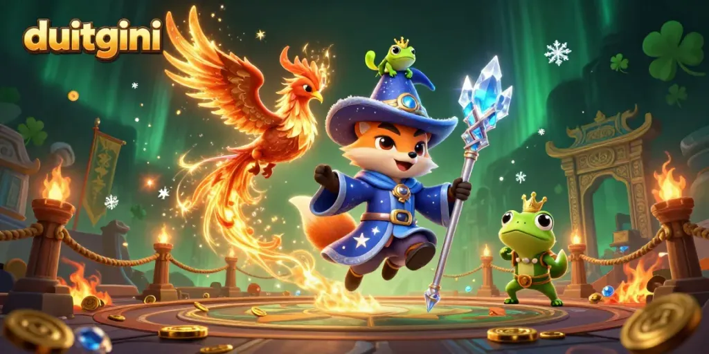 Explore the vibrant world of duitgini with magical characters and casino elements in stunning detail.