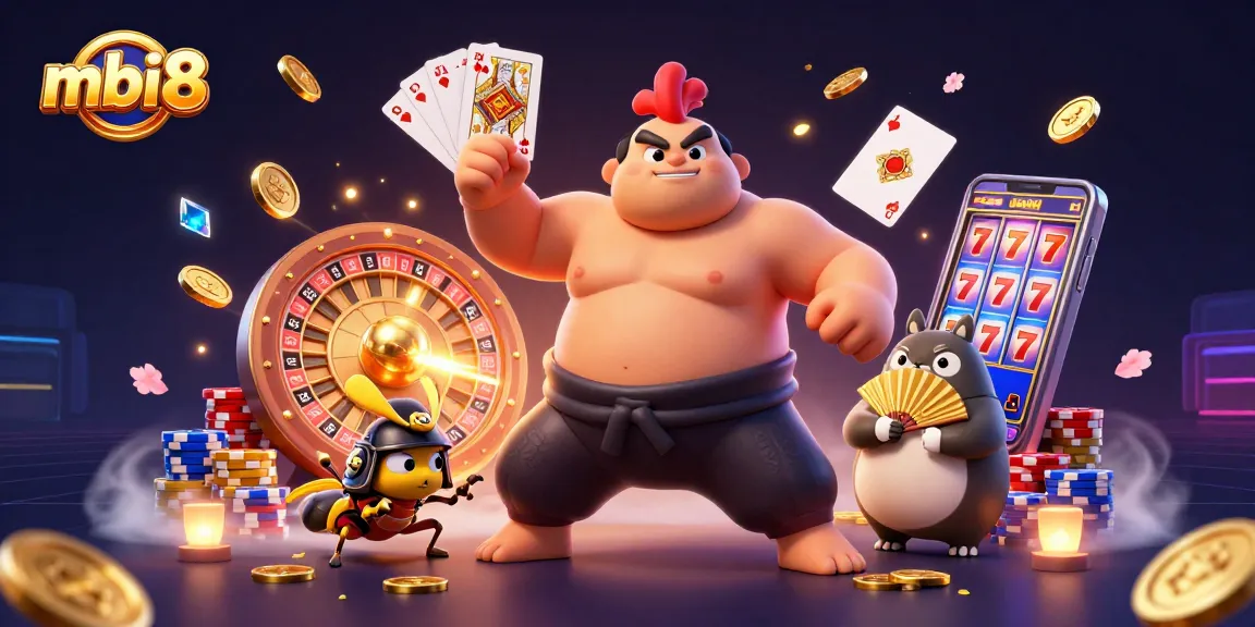 Play thrilling slots at mbi8 with a powerful sumo rooster, a fierce cricket, and a tanuki announcer.