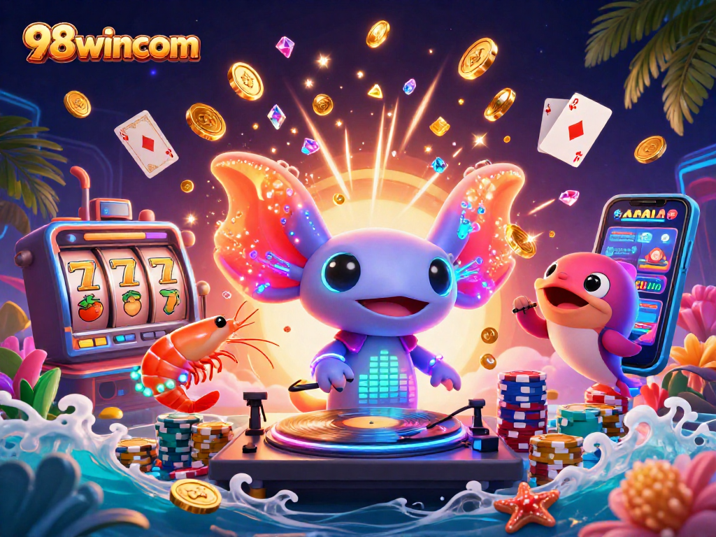 Experience the vibrant energy of 98wincom with colorful casino action in an underwater scene.