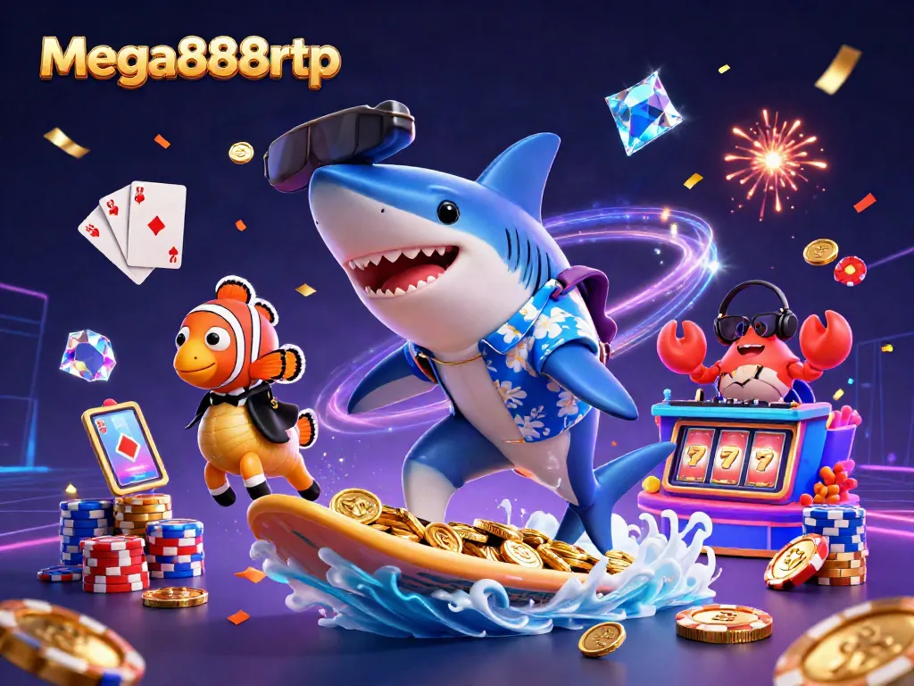 Experience mega888rtp excitement with vibrant characters and dynamic casino elements in an immersive 3D scene.