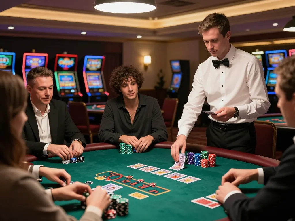 Players strategizing at the blackjack table in the vibrant m88 casino atmosphere, enhancing gaming excitement.